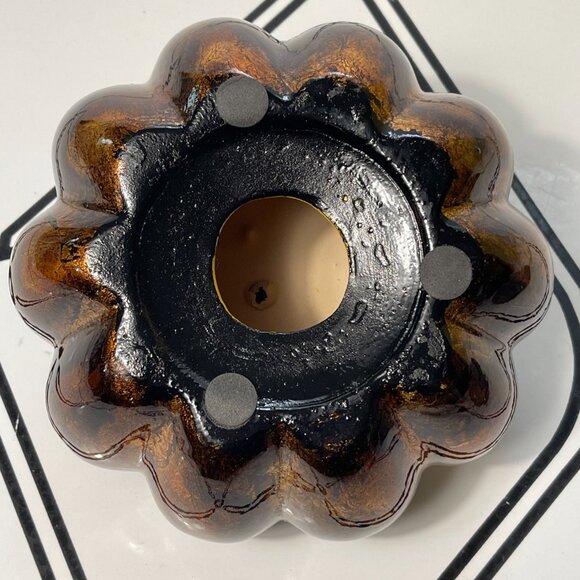 Decorative Pumpkin Fall Thanksgiving Decor Gold Leaf & Lacquer over Ceramic - Picture 6 of 6